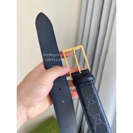 Gucci Concave Convex Leather Gold Pure Copper Pin Buckle 40mm Belt