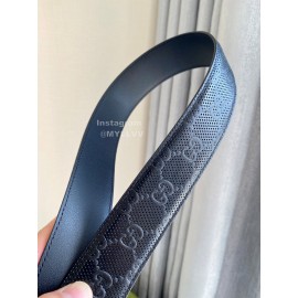 Gucci Concave Convex Leather Gold Pure Copper Pin Buckle 40mm Belt