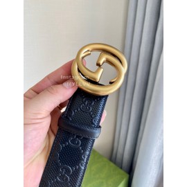 Gucci Concave Convex Leather Gold Buckle 40mm Belt
