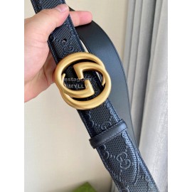 Gucci Concave Convex Leather Gold Buckle 40mm Belt