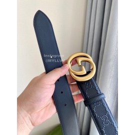 Gucci Concave Convex Leather Gold Buckle 40mm Belt