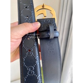 Gucci Concave Convex Leather Gold Buckle 40mm Belt