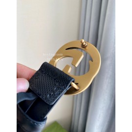 Gucci Concave Convex Leather Gold Buckle 40mm Belt