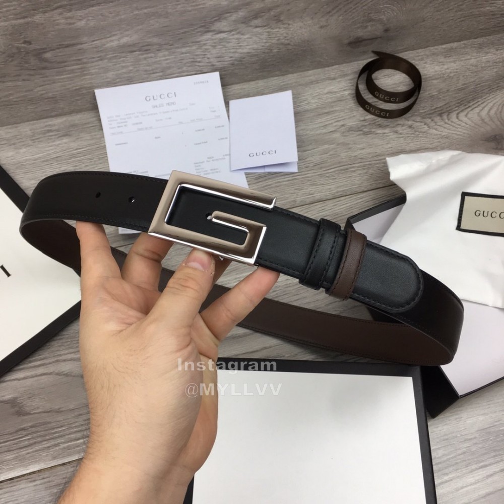 Gucci Soft Cowhide Silver G Buckle 35mm Belt For Men