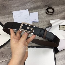 Gucci Soft Cowhide Silver G Buckle 35mm Belt For Men