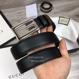 Gucci Soft Cowhide Silver G Buckle 35mm Belt For Men