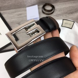 Gucci Soft Cowhide Silver G Buckle 35mm Belt For Men