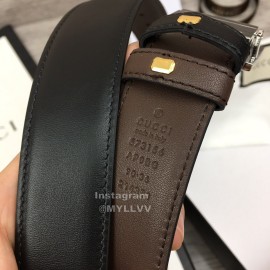 Gucci Soft Cowhide Silver G Buckle 35mm Belt For Men