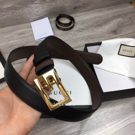 Gucci Soft Cowhide Gold G Buckle 35mm Belt For Men
