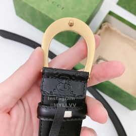 Gucci Black Embossed Cowhide Gold Buckle 40mm Belt