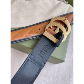 Gucci Calf Leather Gg Copper Buckle 40mm Belt Brown