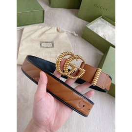 Gucci Calf Leather Gg Copper Buckle 40mm Belt Brown