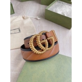 Gucci Calf Leather Gg Copper Buckle 40mm Belt Brown