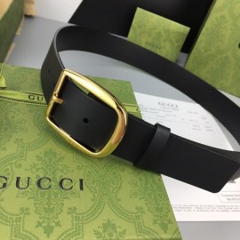 Gucci Calf Leather Interlocking Metal Gold Buckle 37mm Belt