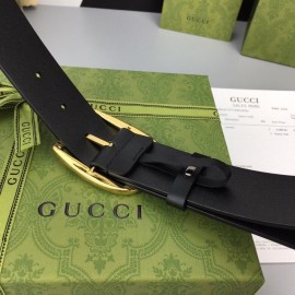 Gucci Calf Leather Interlocking Metal Gold Buckle 37mm Belt