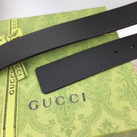 Gucci Calf Leather Interlocking Metal Gold Buckle 37mm Belt