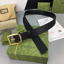 Gucci Calf Leather Interlocking Metal Gold Buckle 37mm Belt