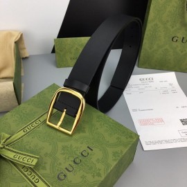 Gucci Calf Leather Interlocking Metal Gold Buckle 37mm Belt
