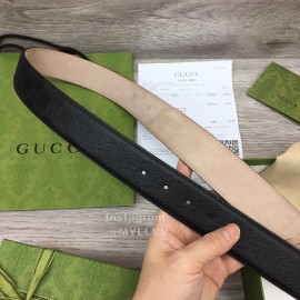 Gucci Fashion Black Calf Leather Metal Silver Buckle 38mm Belt