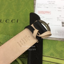Gucci Fashion Black Calf Leather Metal Silver Buckle 38mm Belt