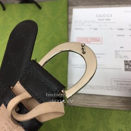 Gucci Fashion Black Calf Leather Metal Silver Buckle 38mm Belt