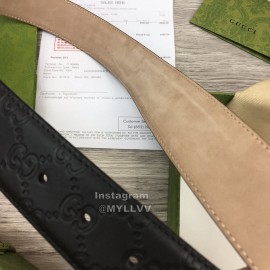 Gucci Fashion Black Calf Leather Metal Gold Buckle 38mm Belt