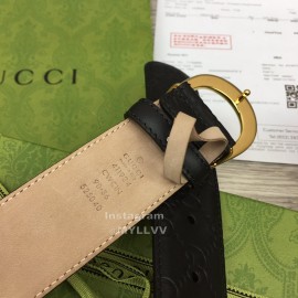 Gucci Fashion Black Calf Leather Metal Gold Buckle 38mm Belt