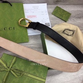 Gucci Fashion Black Calf Leather Metal Gold Buckle 38mm Belt