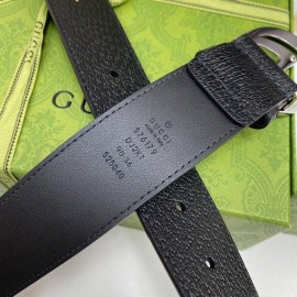 Gucci Soft Star Bee Pattern Calf Leather Silver Gg Buckle 40mm Belt