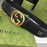 Gucci Black Embossed Calf Leather Gold Copper Buckle 40mm Belt