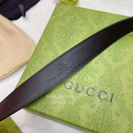 Gucci Classic Calf Leather Silver G Buckle 30mm Belt Black