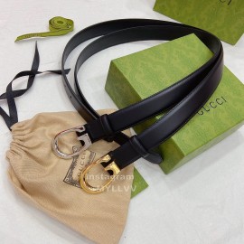 Gucci Classic Calf Leather Silver G Buckle 30mm Belt Black