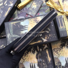 Gucci Supreme Snake Print Canvas Zipper Around Long Wallet Gray 451273