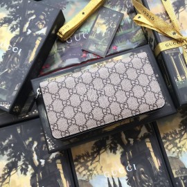 Gucci Supreme Snake Print Canvas Zipper Around Long Wallet Gray 451273