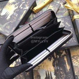 Gucci Supreme Snake Print Canvas Zipper Around Long Wallet Gray 451273