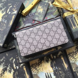 Gucci Supreme Color Tiger Print Canvas Zipper Around Long Wallet Gray 451273