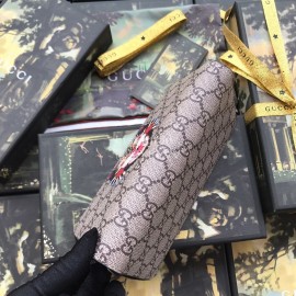 Gucci Supreme Color Tiger Print Canvas Zipper Around Long Wallet Gray 451273