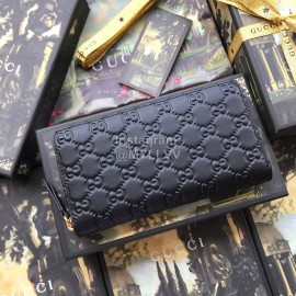 Gucci GG Eco-Print Cowhide Zipper Around Long Wallet Black 410102