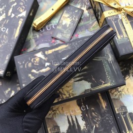 Gucci GG Eco-Print Cowhide Zipper Around Long Wallet Black 410102