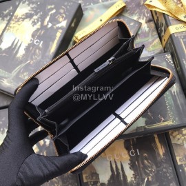 Gucci GG Eco-Print Cowhide Zipper Around Long Wallet Black 410102