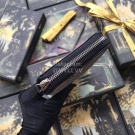 Gucci Printed Practical Cowhide Zipper Around Long Wallet Black 33194