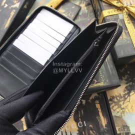 Gucci Printed Practical Cowhide Zipper Around Long Wallet Black 33194