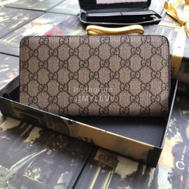Gucci Printed Practical Cowhide Zipper Around Long Wallet Black 33194