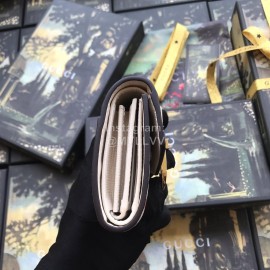 Gucci Sylvie Ribbon Striped Metal Buckle Love Leather Short Flip Wallet White 476081