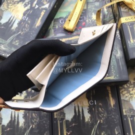 Gucci Sylvie Ribbon Striped Metal Buckle Love Leather Short Flip Wallet White 476081