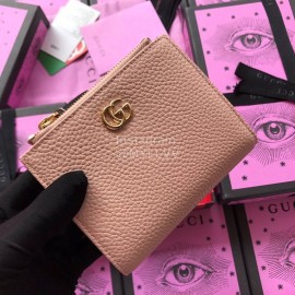 Gucci The First Layer Of Fluffed Leather Zipper Around Short Wallet Nude Pink 474747