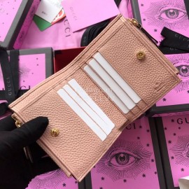 Gucci The First Layer Of Fluffed Leather Zipper Around Short Wallet Nude Pink 474747