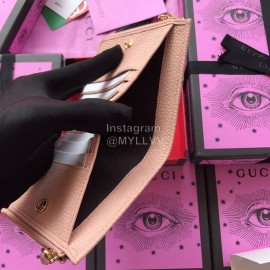 Gucci The First Layer Of Fluffed Leather Zipper Around Short Wallet Nude Pink 474747