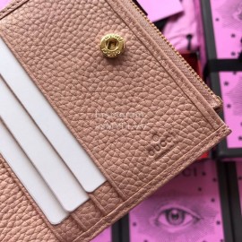 Gucci The First Layer Of Fluffed Leather Zipper Around Short Wallet Nude Pink 474747