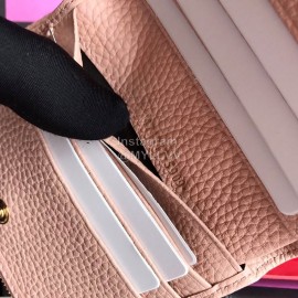 Gucci The First Layer Of Fluffed Leather Zipper Around Short Wallet Nude Pink 474747